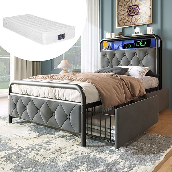 STILVORA Polsterbett Stauraumbett 90×200 Bettgestell Jugendbett günstig online kaufen