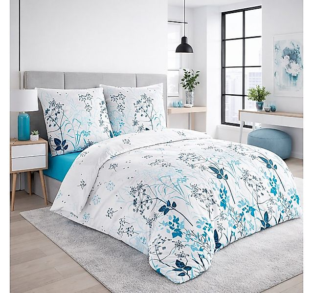 Buymax Bettwäsche Blue Garden, Renforce: 100% Baumwolle, 3 teilig, Bettwäsc günstig online kaufen