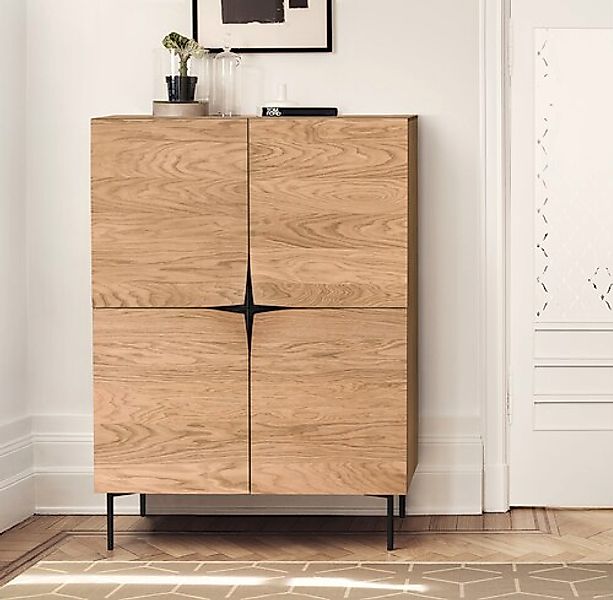Woodman Highboard, Kommode mit Holzfurnier aus Eiche, im Skandinavischen De günstig online kaufen
