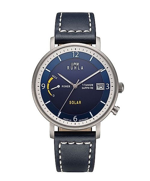 UMR Ruhla Solaruhr Titan - Blaues Zifferblatt, Lederband, 41 mm - Solarwerk günstig online kaufen