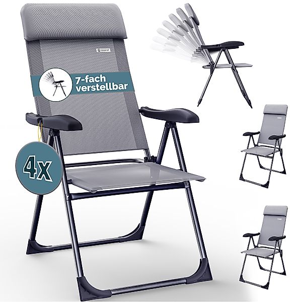 Gartenstuhl klappbar 4er-Set Grau Alu Hochlehner verstellbar günstig online kaufen