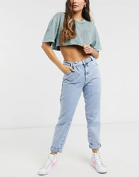 New Look – Jeans mit Ballonbeinen in verblichenem Hellblau günstig online kaufen