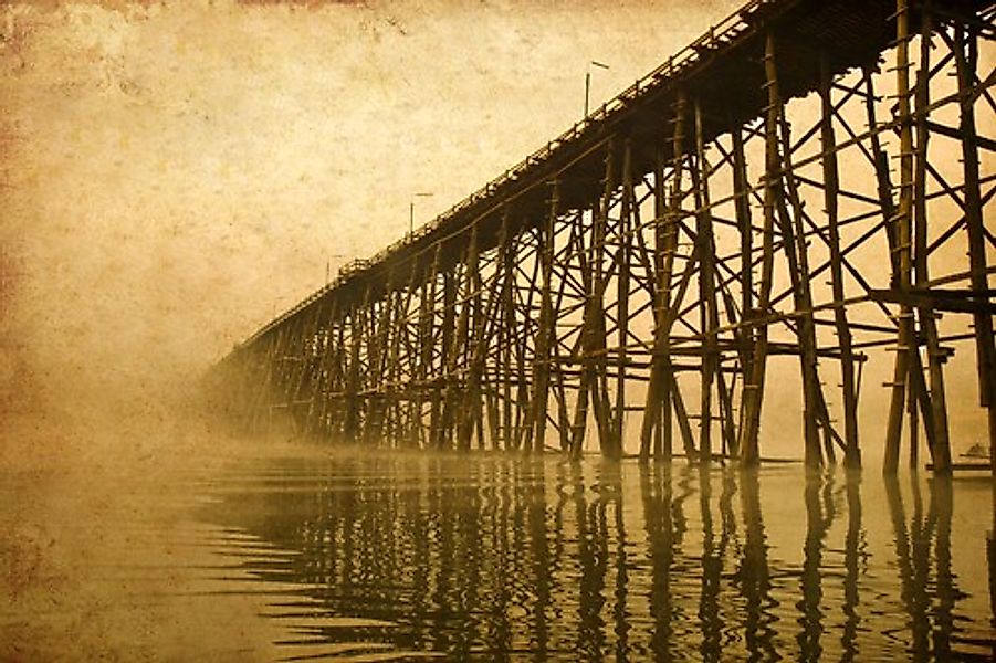 Papermoon Fototapete »PIER-SEPIA VINTAGE WANDBILD MEER STRAND STEG OZEAN XX günstig online kaufen