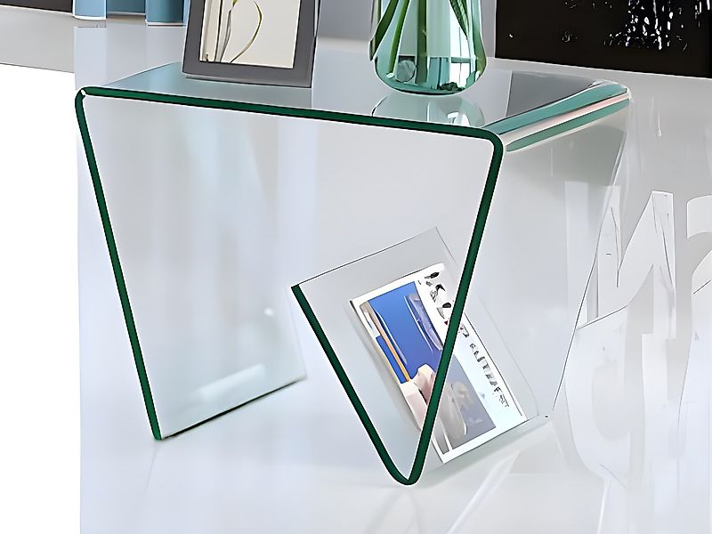 Beistelltisch - Gebogenes Sicherheitsglas - Transparent - ZENIA günstig online kaufen