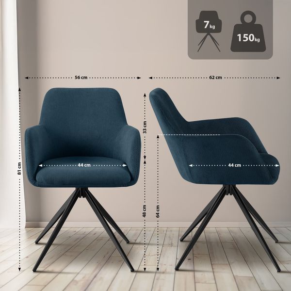 CLP Esszimmerstuhl Olema, mit Cordbezug, schwenkbarer günstig online kaufen