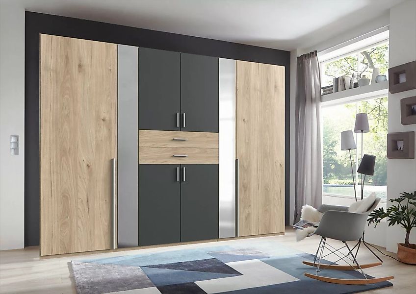 Wimex Kleiderschrank in HICKORY OAK + GRAPHIT mit 8 Türen und 4 Einlegeböde günstig online kaufen