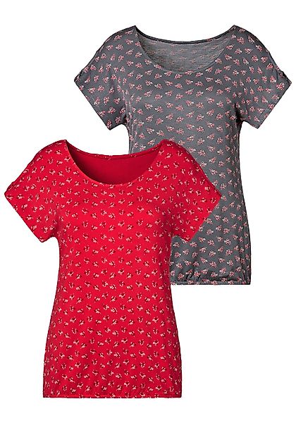 LASCANA T-Shirt "mit kleinem Cut-Out am Ärmel", (2er-Pack), aus weichem Vis günstig online kaufen