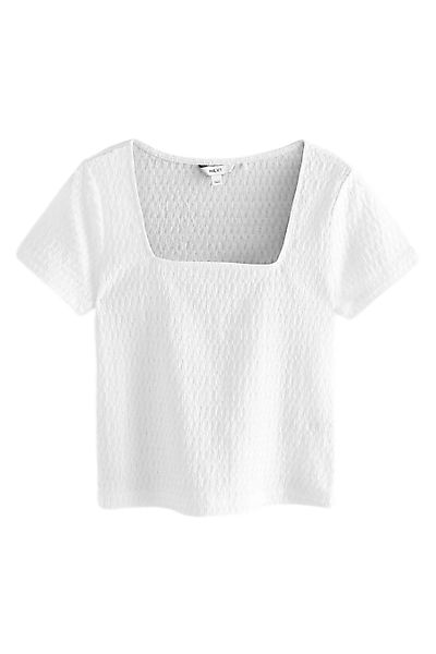 Next T-Shirt Strukturiertes Kurzarm-T-Shirt, eckiger Ausschnitt günstig online kaufen