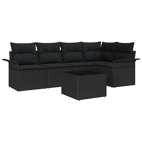 vidaXL Loungesofa 6-teiliges Garten Sofa Set mit Kissen Beige Poly Rattan, günstig online kaufen