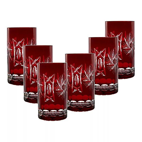 Longdrinkglas rot Schleuderstern 6er Set (340ml) günstig online kaufen