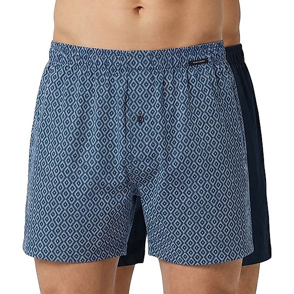Schiesser 2-er Set Boxershorts Blau mit Rauten & Schwarz günstig online kaufen