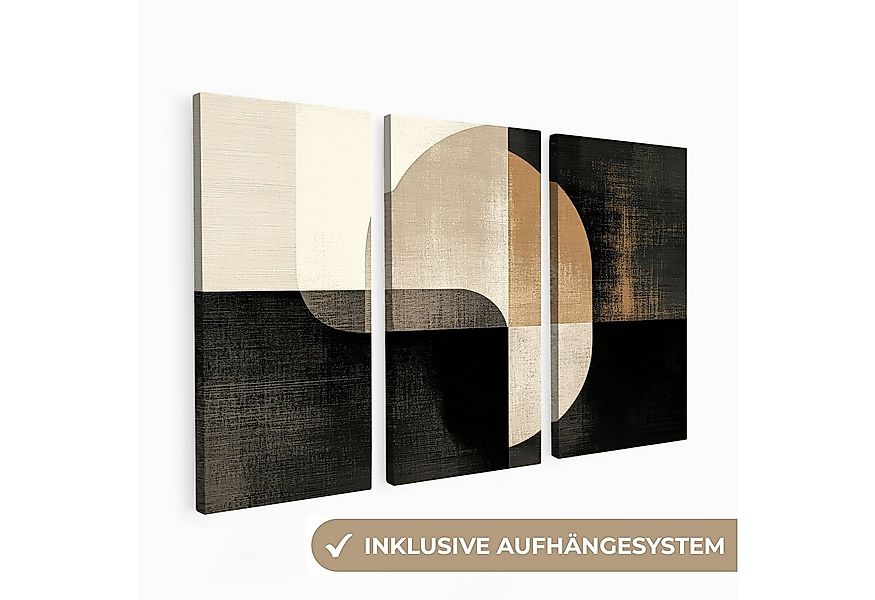MuchoWow Leinwandbild Formen - Abstrakt - Gold, Fotodruck (3 St), Wand Bild günstig online kaufen