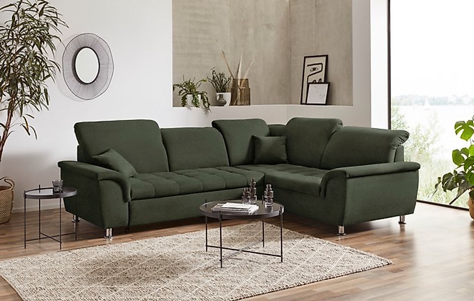 DOMO collection Ecksofa »Franzi, zeitlos und elegant, moderne Sitzheftung, günstig online kaufen