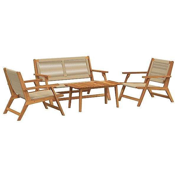 vidaXL Gartenstühle mit Tisch Set aus 4 - Beiges Akazienholz 3214447 günstig online kaufen