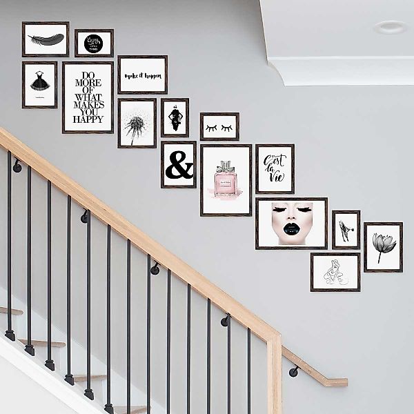 PHOTOLINI Bilderrahmen 15er Set Modern Schmal 10x15 bis 21x30 cm günstig online kaufen