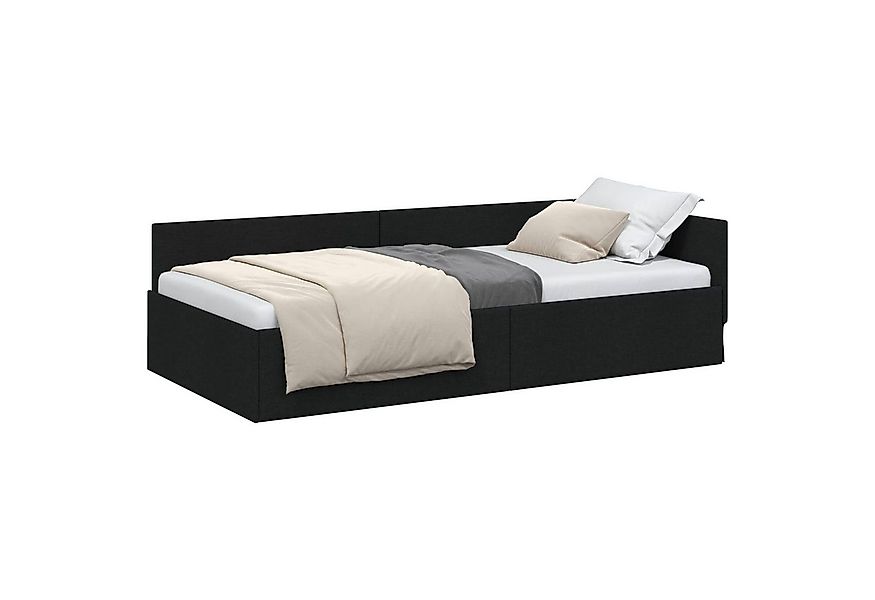 vidaXL Bett Eckbettgestell mit Kopfteil Schwarz 90 cm x 190 cm Samt (1-tlg) günstig online kaufen