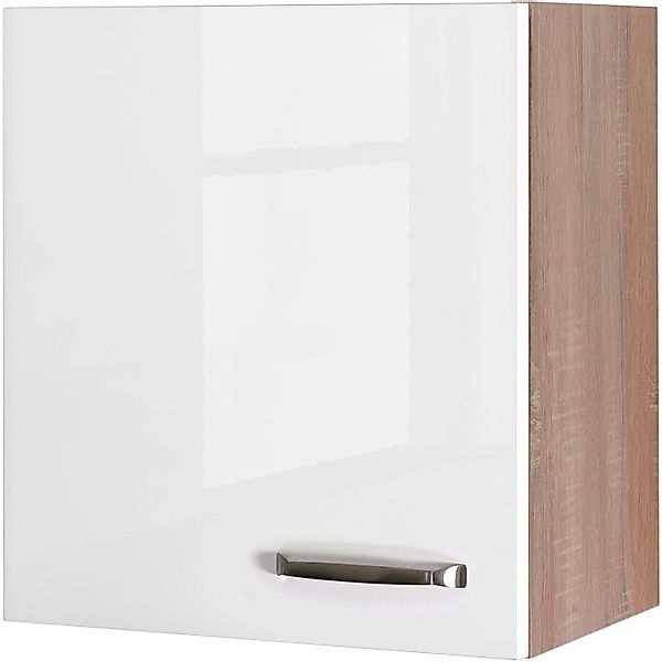 Flex-Well Exclusiv Küchen-Oberschrank Valero 50x55cm Hochglanz Weiß-Sonoma günstig online kaufen