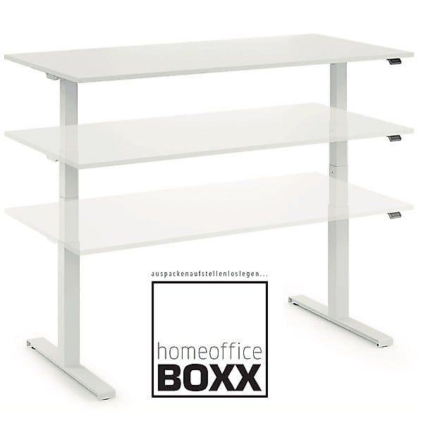 FM Homeoffice BOXX 2.0 - EASY GO Schreibtisch weiß und ATTACK Bürodrehstuhl günstig online kaufen