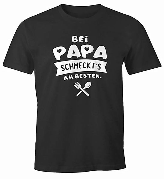 MoonWorks Print-Shirt Herren T-Shirt Koch Spruch bei Papa/Opa schmeckt's am günstig online kaufen