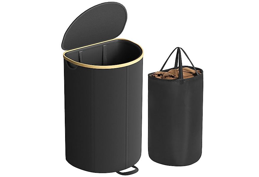 SONGMICS Wäschekorb (1 St), Wäschekorb, 90 Liter, Deckel, herausnehmbarer W günstig online kaufen