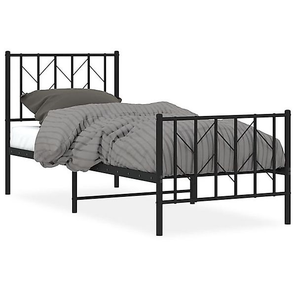 vidaXL Bettgestell, Bettrahmen mit Kopf- und Fußteil Metall Schwarz 80x200 günstig online kaufen