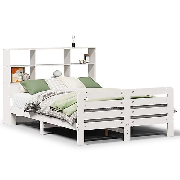vidaXL Bett, Massivholzbett ohne Matratze Weiß 140x190 cm Kiefernholz günstig online kaufen