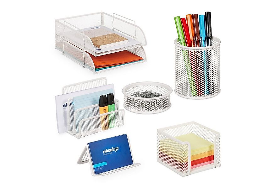 relaxdays Schreibtischaufsatz Schreibtisch Organizer Set 7-teilig günstig online kaufen