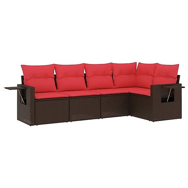 vidaXL 5-Tlg Gartensofa-Set mit Kissen Braun Polyrattan 3220133 günstig online kaufen