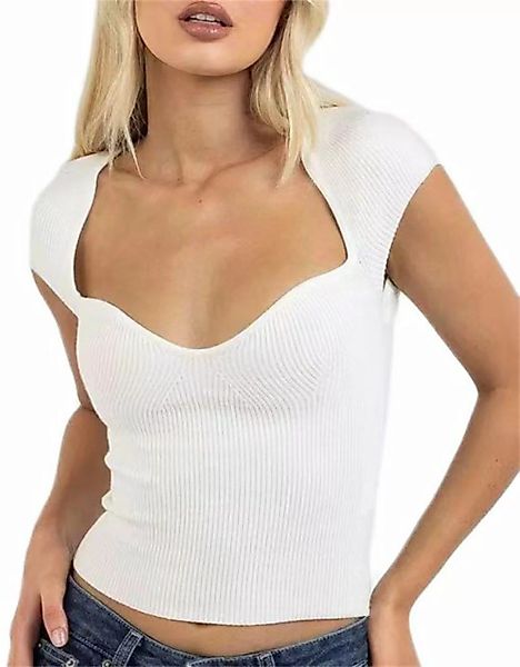AFAZ New Trading UG Stricktop Modischer schulterfreier weißer T-Shirt-Pullo günstig online kaufen