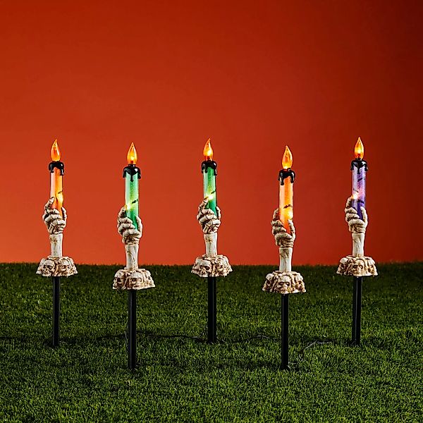 5er Set Halloween Gartendeko Stableuchten Skelette mit Kerzen günstig online kaufen