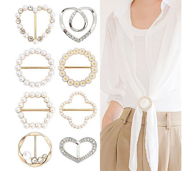 FOUORTUNATE-BEE Gürtelschnalle 8er Set Shirtknoten-Clips Damen – Blusen-, S günstig online kaufen
