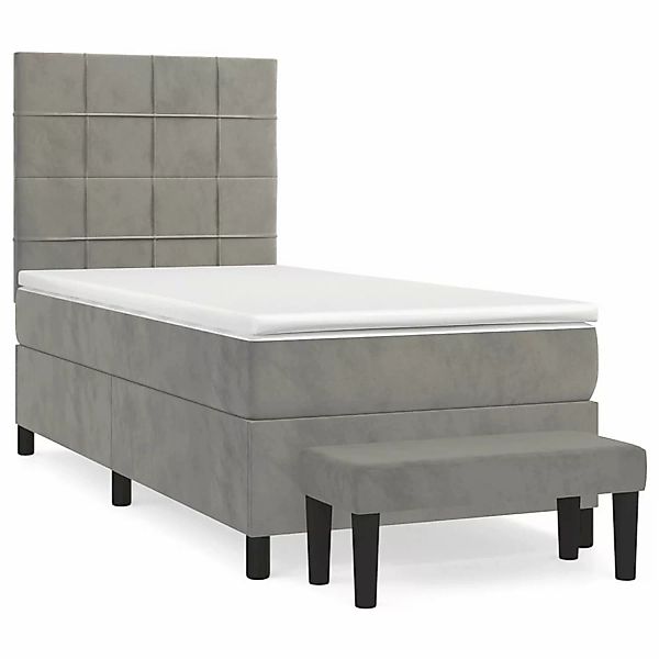vidaXL Boxspringbett mit Matratze Hellgrau 90x200 cm Samt1357677 günstig online kaufen