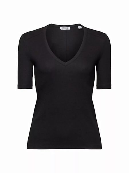 Esprit T-Shirt Geripptes T-Shirt mit V-Ausschnitt (1-tlg) günstig online kaufen