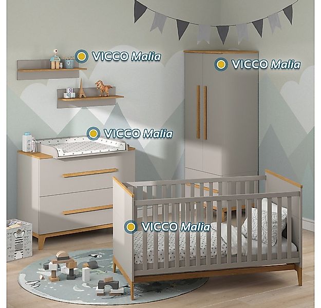 VitaliSpa® Babybett Malia, Cashmere-Eiche, 143.2 x 81 cm, mit Matratze günstig online kaufen