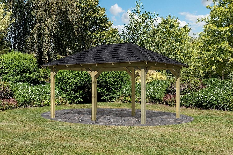 Karibu Pavillon "Perida" BxTxH: 345x485x296 cm, mit schwarzen Dachschindeln günstig online kaufen