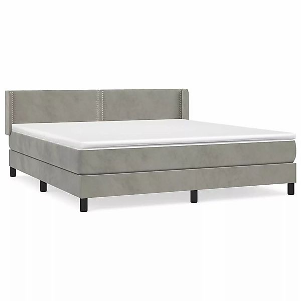vidaXL Boxspringbett mit Matratze Hellgrau 180x200 cm Samt1387949 günstig online kaufen