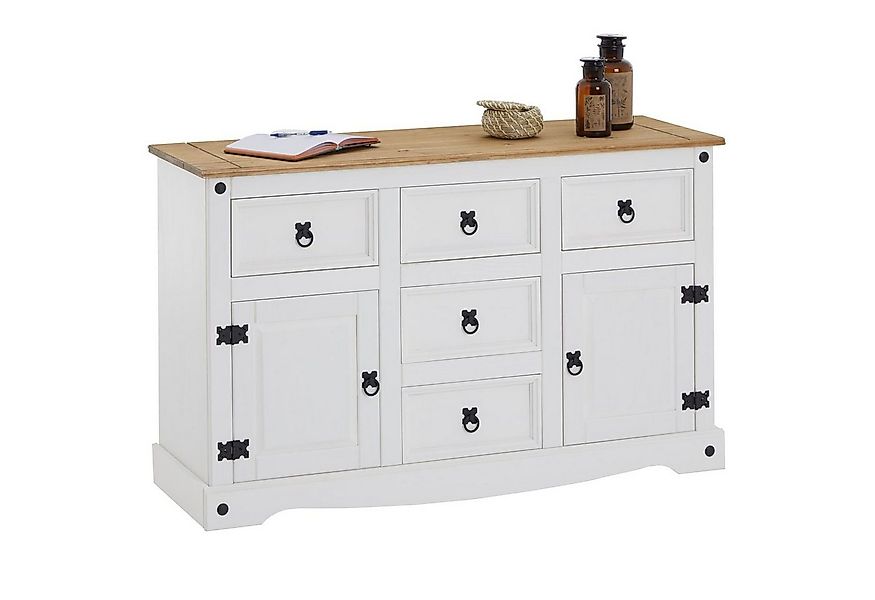 CARO-Möbel Sideboard CAMPO, Sideboard Kommodemassivholz Schubladenschrank M günstig online kaufen