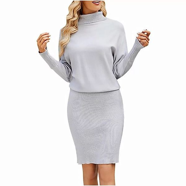 ZWY 2-in-1-Kleid Damen-Herbst-2-teiliges, Strick-Outfit mit Stehkragen günstig online kaufen
