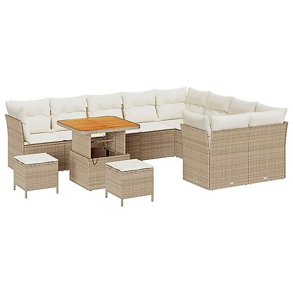vidaXL Garten-Sofa-Set 12-Tlg Beige Poly Rattan 3361521 günstig online kaufen