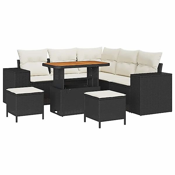 vidaXL Gartensofa-set mit Kissen 8-Tlg Schwarz und Creme Poly-Rattan 336395 günstig online kaufen