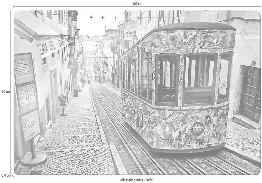 Wall-Art Glasbild »Tram in Lissabon«, Menschen günstig online kaufen