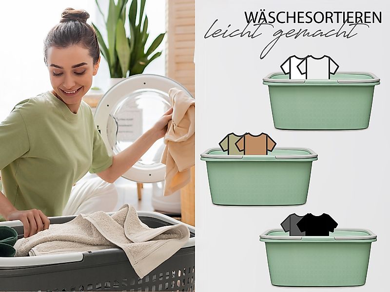 Hausfelder Wäschekorb Wäschewanne 58x37x25cm (Jadegrün, 6 günstig online kaufen