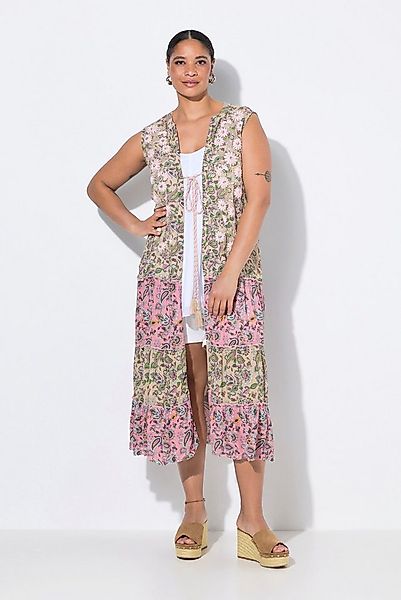 MIAMODA Sommerjacke Weste lange A-Linie Blüten-Stickerei günstig online kaufen