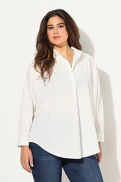 Ulla Popken Hemdbluse Bluse Zierfalte Oversized günstig online kaufen