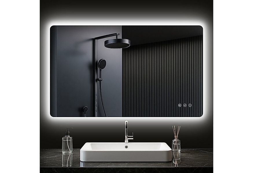 PESENXAN Badspiegel mit Beleuchtung, LED Badezimmerspiegel mit 3 Lichtfarbe günstig online kaufen