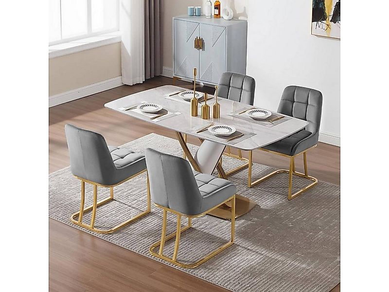 Woltu Esszimmerstuhl (6 St), Küchenstuhl mit Metallgestell in Bogenform, Sa günstig online kaufen