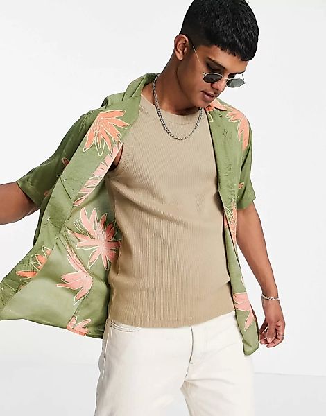 Only & Sons – Hemd in Grün mit Reverskragen und Blumenmuster, Kombiteil günstig online kaufen