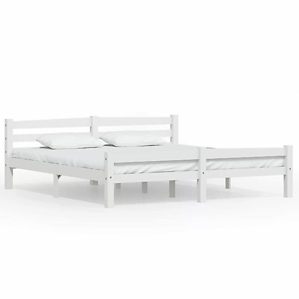 vidaXL Bettgestell Massivholzbett Weiß Kiefer 180x200 cm Doppelbett Bett Be günstig online kaufen