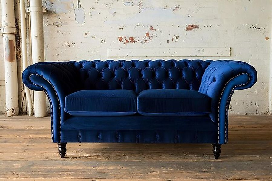 Xlmoebel Sofa Neue blaue 2-Sitzer Polstercouch Chesterfield-Sofagarnitur, H günstig online kaufen