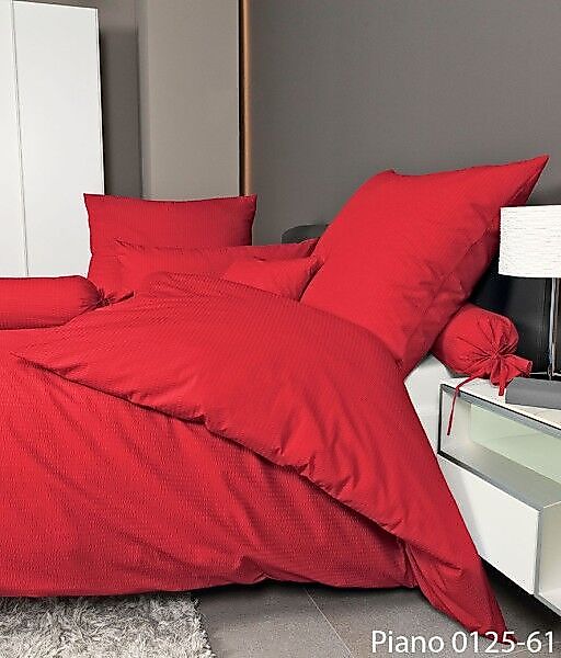 Janine Janine Mako-Soft-Seersucker Bettwäsche PIANO 0125 rot Größe:  15x40 günstig online kaufen
